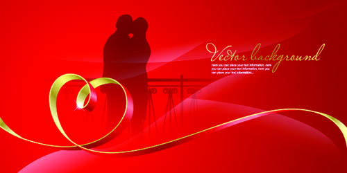 free vector Romantic heartshaped ribbon background vector